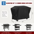 thumbnail image 3 of Griddle Cover for Blackstone 28 Inch Griddle with Hood, 5483 Waterproof BBQ Cover with Double Straps, Lightweight & Fade Resistant, Black, 3 of 6