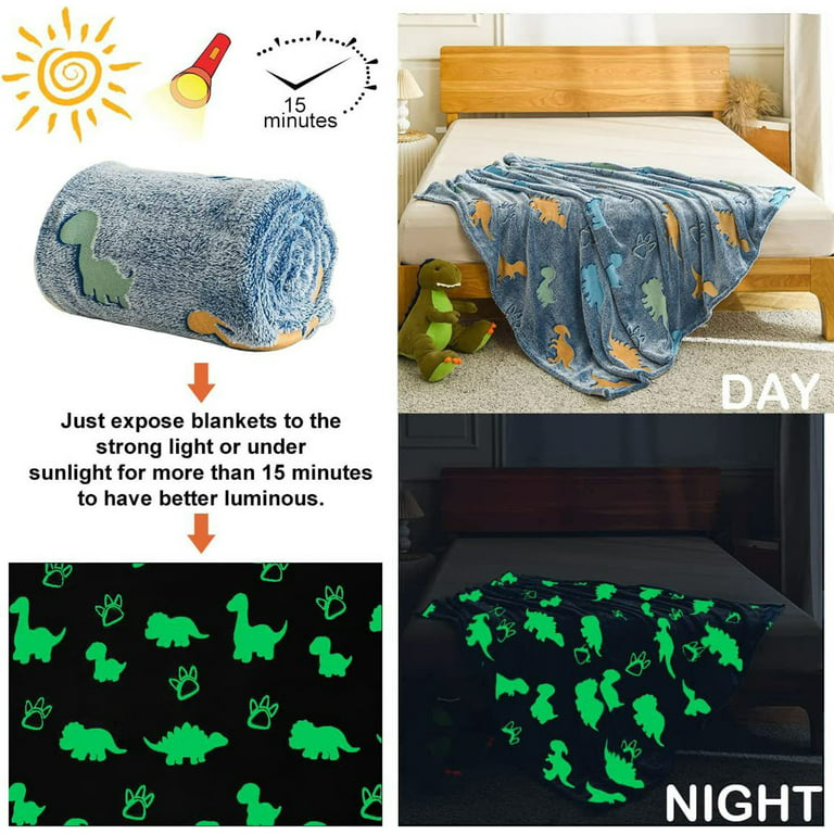  Glow in The Dark Throw Blanket for Kids Girls Boys Cozy  Luminous Warm Blankets fluorescent blanket : Home & Kitchen