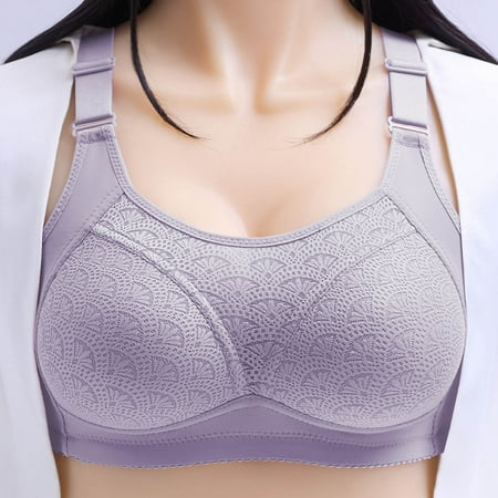 Wireless Bras for Women  Xunlbb Woman s Embroidery Lace Thin Style Ventilate Large Size Bra Without Steel Rim(Silver 40/90)