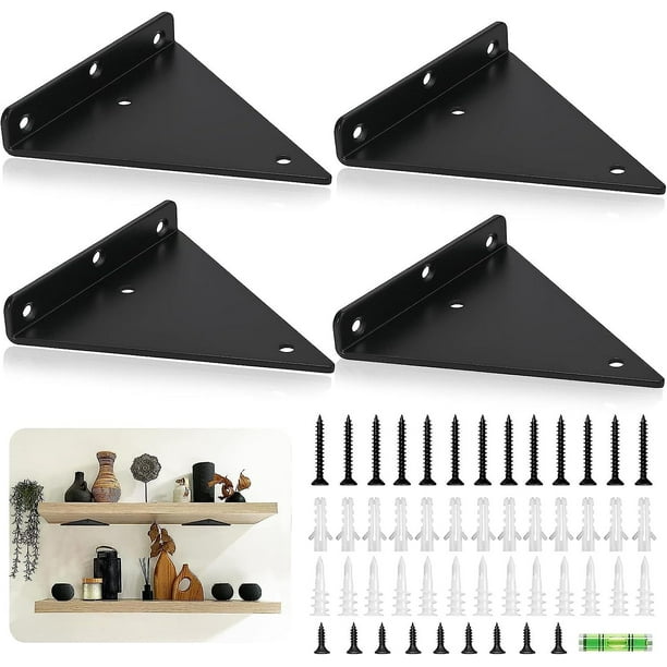 Soportes para estantes: soportes triangulares de 6 pulgadas para estantes, soporte para estante oculto, soporte y soporte para trabajo pesado, soporte para estante flotante cuadr