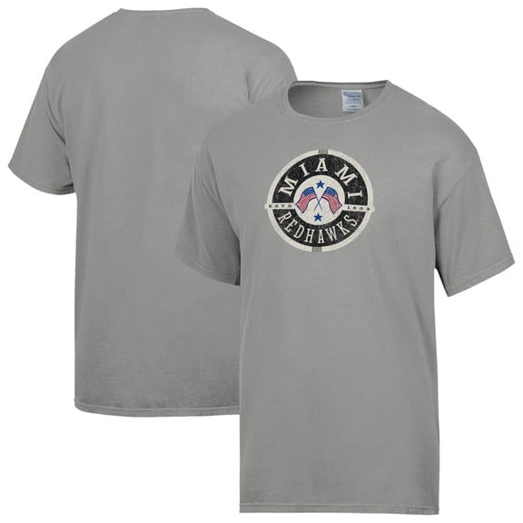 Men's ComfortWash Gray Miami University RedHawks Flag T-Shirt