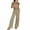 Coffee, variant on Women Two Piece Outfits Crochet Sheer Knit Sweater Top Wide Leg Pants Lounge Matching Sets Sweatsuit Travel Clothes XXL