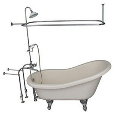 TKATS60-BCP4 Tub Kit 60 AC Slipper  Shower Unit  Supplies  Drain-Chromeome