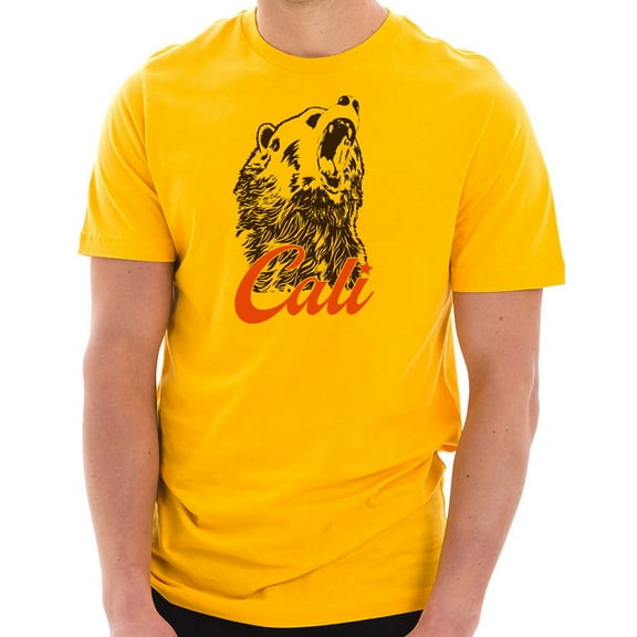 Big Size Cali Bear Graphic Design Unisex Short Sleeve Cotton Jersey T-Shirt - Taxi Gold XL