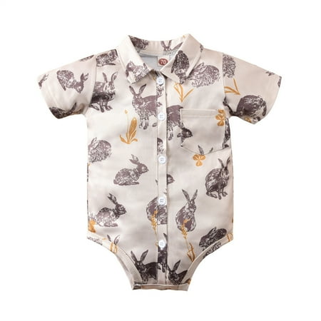 

Easter Baby Boys Girls Short Sleeve Rabbit Bunny Print Shirt Bodysuit Romper Outfits Baby Winter Romper