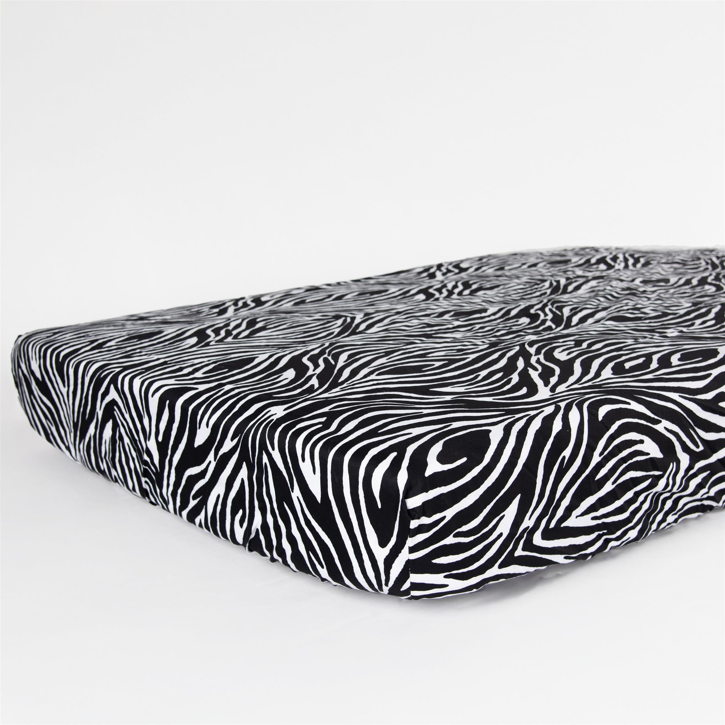 Rizzy Home 28" X 52" Black/White Zebra Print Cotton Cribsheet