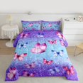 thumbnail image 3 of Manfei Cartoon Butterfly Animal Full Size Comforter Sets, Blue Purple Dreamy Rainbow Bedding Comforter Set, Teens Kids Boys Girls Reversible Bedding Sets, Breathable Home Decor, 3-Piece, 3 of 9