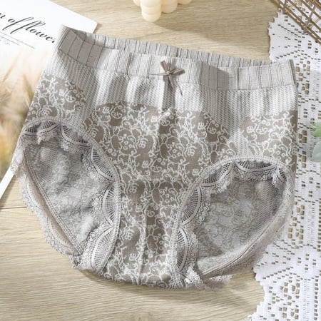 Goodeals Womens Elastic Waist Briefs Pretty Lace Trim Panty Cute Bow Full Coverage Undies Soft Everyday Underwear Trendy Lingerie(Coffee L)Saving