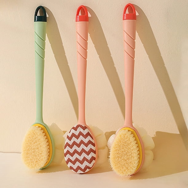 Fiudx Cepillo de Ducha con Mango Largo, Exfoliación Suave, Cerdas de Nailon Suaves, Exfoliante de Espalda para Hombres y Mujeres, Favorece La Circulación, Fácil de Guardar, Tamaño 35,5 X 6,5 X 6 Cm.