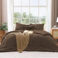 thumbnail image 5 of Full Size Comforter Sets - 3 Pieces Chocolate Brown Comforter Prewashed Soft Lightweight for All Seasons, Fluffy Down Alternative Comforter Full Size with 2 Pillow Shams, 5 of 6