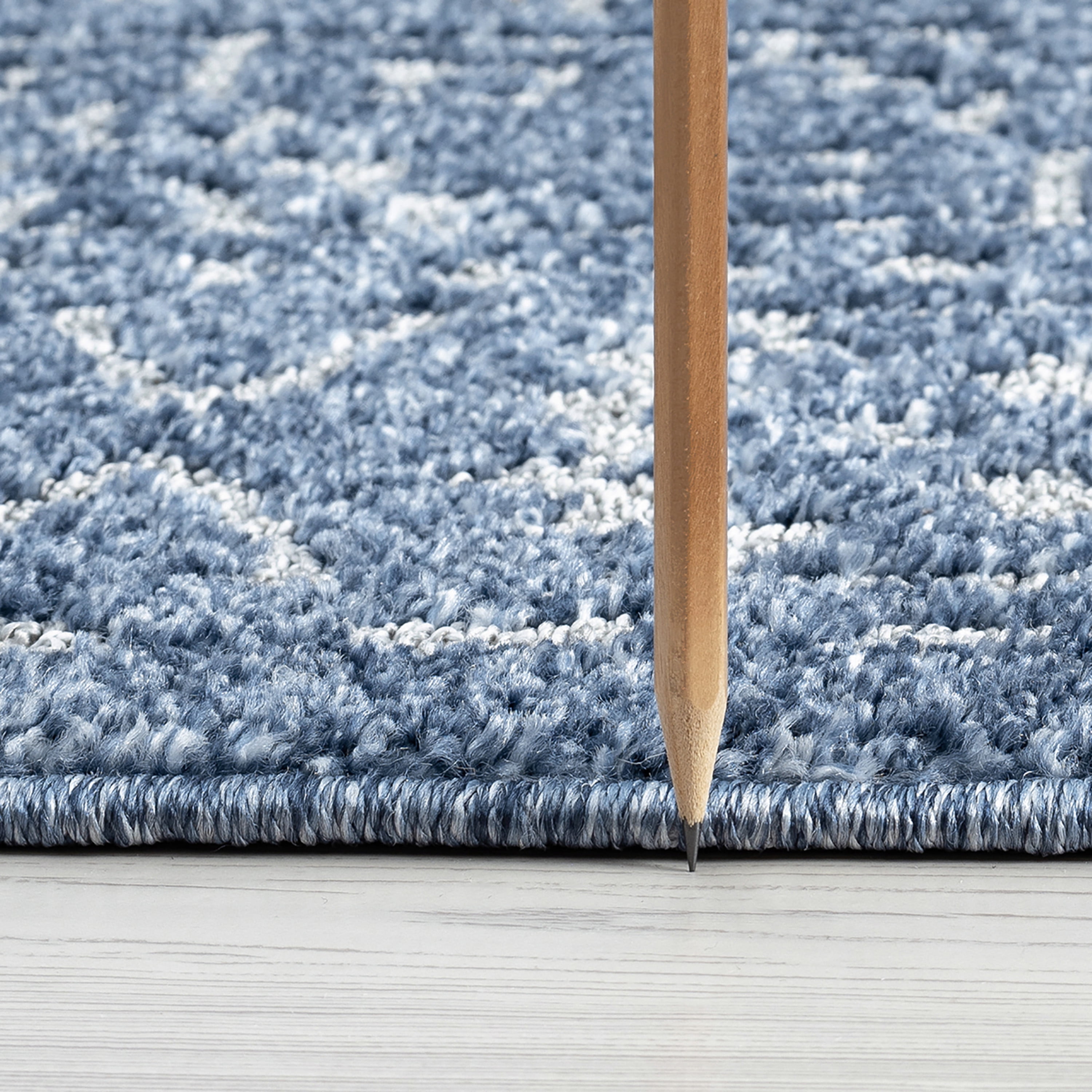 Bliss Rugs Scandinavian Area Rug for Living Room, Farmhouse, Bedroom, Geometric Tribal Dining Room Rug | Blue, 5' x 8'(5'3''x7'3'')