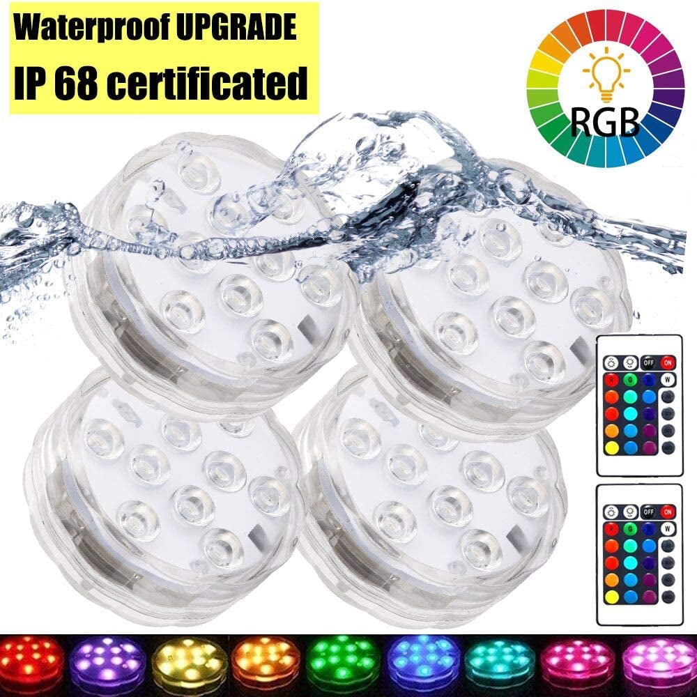 [4Pack] Submersible Led Lights with Remotes, Kinhon Pumpkin Lights
