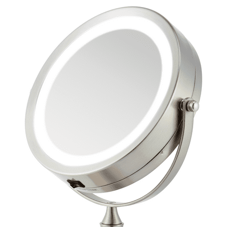Ovente MDT70BR 7.0 inch Battery Operated LED Lighted Tabletop Vanity Makeup Mirror, 1x/8x ...