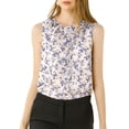 thumbnail image 1 of INSPIRE CHIC Women's Ruffle Chiffon Sleeveless Floral Top, 1 of 6