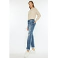 thumbnail image 4 of Kancan - Carrie Mid-Rise True Straight Leg Jeans with Distressed Knee and Cuffed Hem (29" Inseam) - Essential, KC20064M, 4 of 9