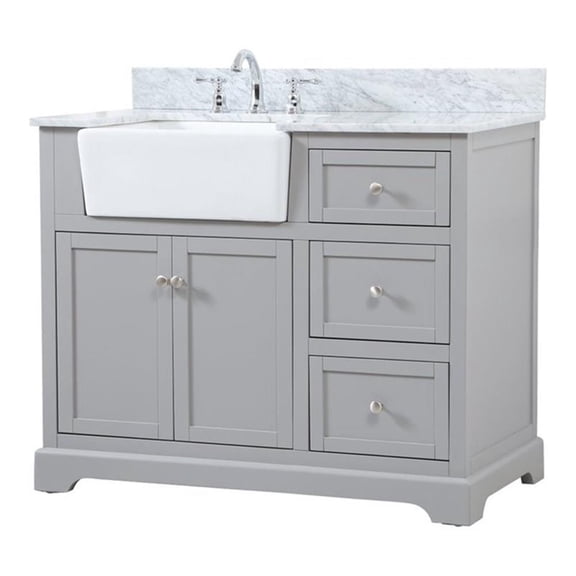 Elegant Decor Franklin 42" MDF Single Bathroom Vanity with Backsplash in Gray