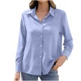 thumbnail image 1 of Women`s Casual Smart Smooth Reverse Solid Color Long Sleeve polyester Top Blouse Shirt(Purple,XL), 1 of 4