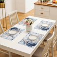 thumbnail image 6 of Placemats Set of 4 - 13x19 Inch, Blue Thanksgiving Non-Slip Washable Place Mats for Dining Table, Fall Farmhouse Harvest Pumpkin Leaves Polyester & Linen Blend Table Mats for Kitchen Party Holiday, 6 of 9