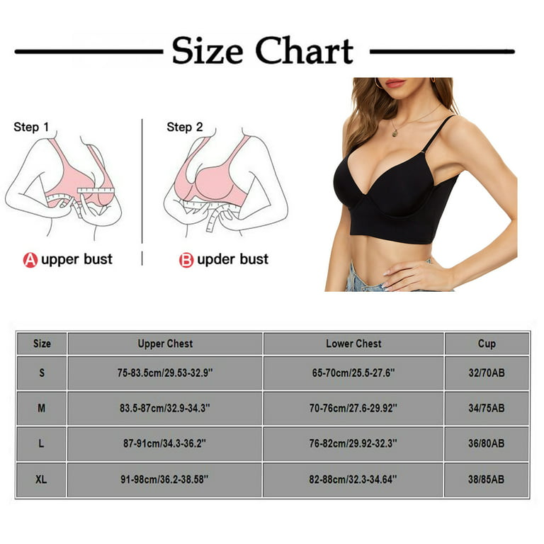 SMOMENT Low Back Bras For Women Sexy Push Up Comfort Deep V Neck Backless  Bra,Low Cut Multiway Convertible Bra Wire Lifting Bralette, White, XL(Buy 2