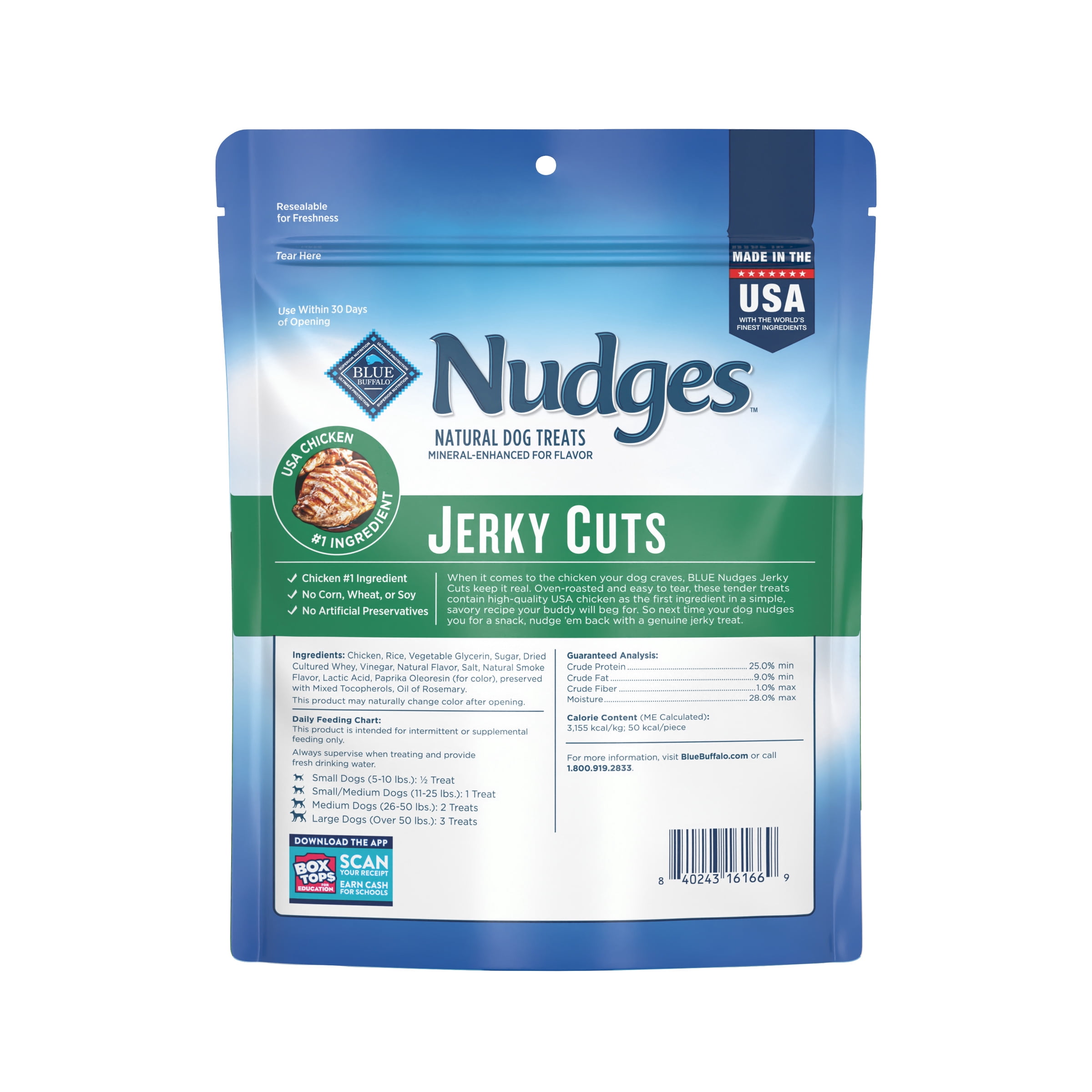 (6 pack) Blue Buffalo Nudges Jerky Cuts, Natural Dog Treats, Chicken Jerky, 12oz Bag