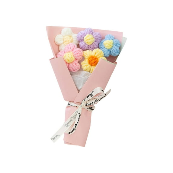 Crochet Flower Bouquet Knitted Cute Mini Handmade Woven Artificial Flowers Knit Bouquets for Mother's Day, Anniversary, Birthday, Home Décor, Gifts for Mom, Grandmother, Teachers, Friends