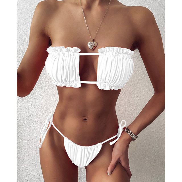 Sexy Bikini 2023 plisado Bandeau traje de baño femenino traje de baño mujeres Mini Tanga Bikini conjunto bañista natación ropa de playa para traje de baño Tan Jianjun unisex