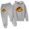 thumbnail image 3 of Ropa para niños de 3 a 12 años, estampado de dinosaurios de película, sudadera con capucha y pantalones de moda para niños y niñas, conjunto deportivo informal encantador de 2 piezas para correr, 3 of 5