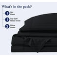 thumbnail image 3 of King Size 36" Split Top Flex Head 4-PCs Sheet Set Fits 19-24" Deep Pocket, 500-TC Egyptian Cotton (Stripe, Black), 3 of 6