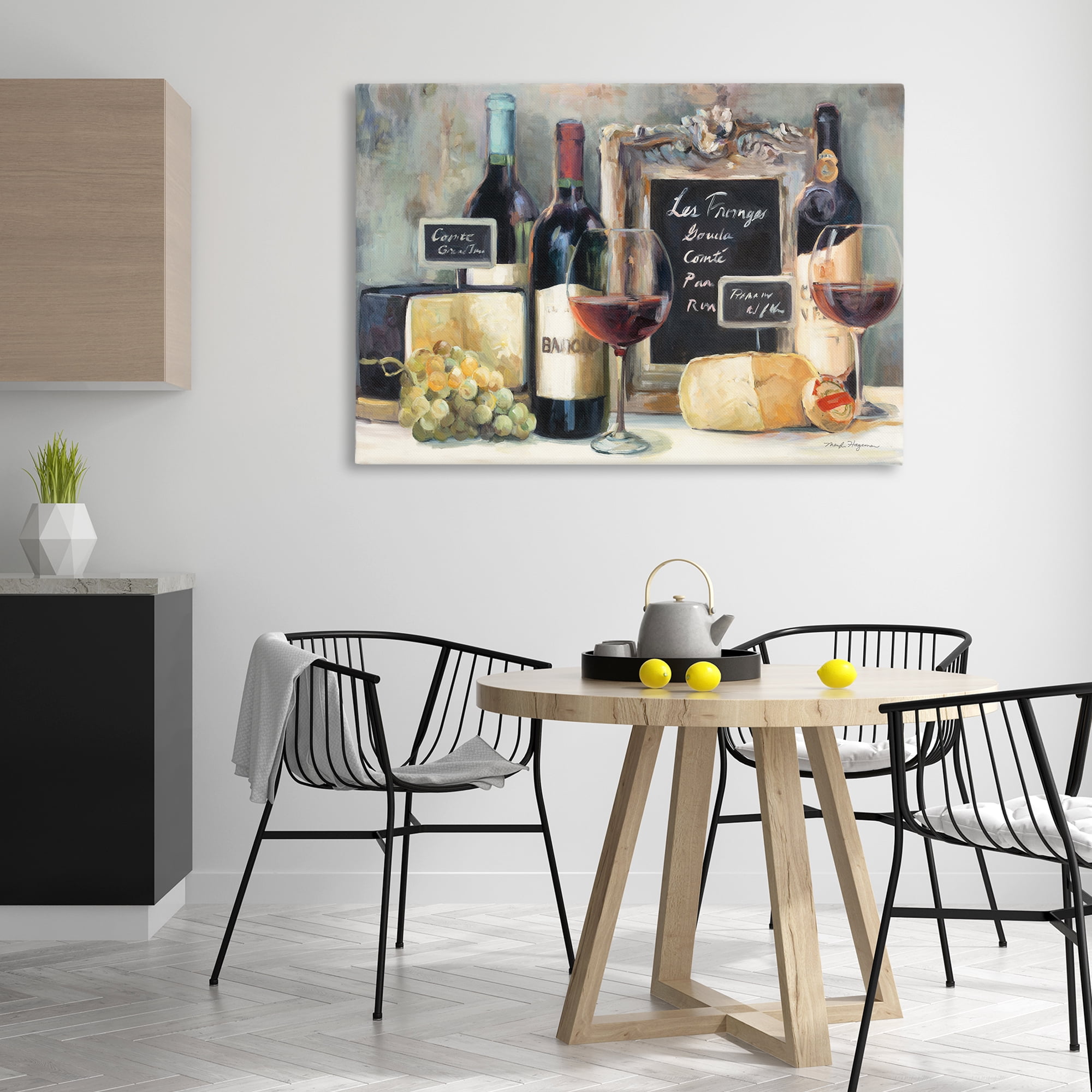 Stupell Industries Parisian Wine & Cheese Food & Beverage Painting Wrapped Canvas Art Print Wall Art, 45 x 30