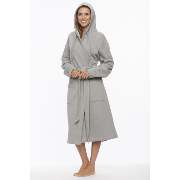 Unisex Hooded Bathrobe Sweatshirt Robe for Unisex Adult, Men and Women Gray One Size