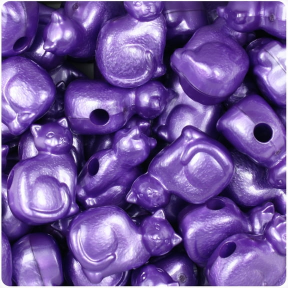 BeadTin Dark Purple Pearl 23mm Cat Pony Beads (24pcs)