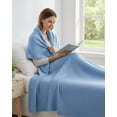 thumbnail image 4 of Couverture Thermique Taille Simple 66"x90 Pouces 100 % Coton Crochet Couleur Bleu 2/pack, 4 of 5