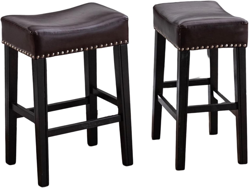 Bar Stools Set of 2Counter Height Stools, 26 Inch Saddle Stool, PU