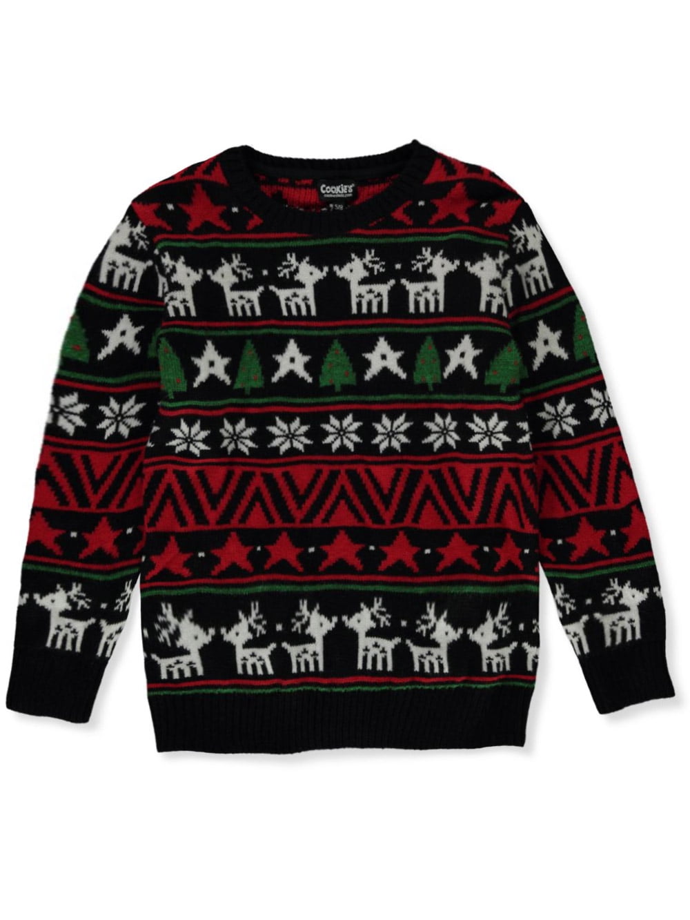 Cookie's Boys' Reindeer Star Knit Christmas Sweater black, 10 12
