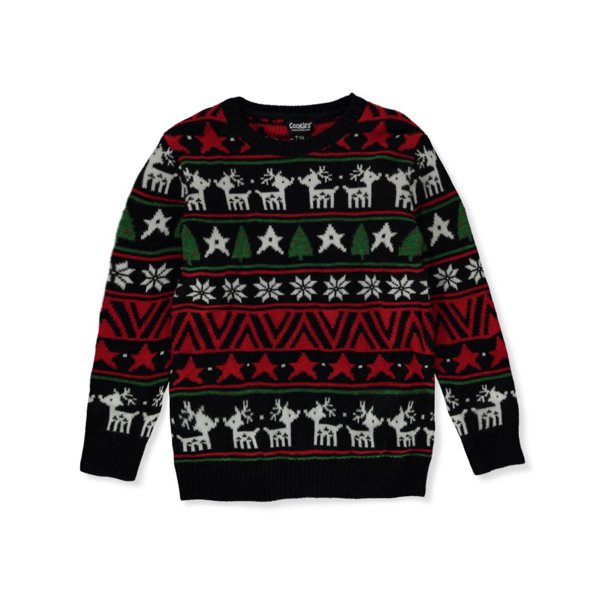 Cookie's Boys' Reindeer Star Knit Christmas Sweater black, 10 12