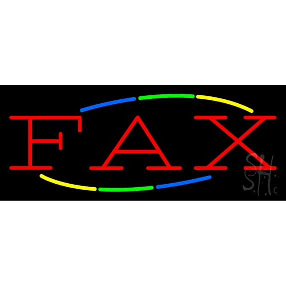Multi Colored Fax LED Neon Sign 10 x 24 - inches, Clear Edge Cut Acrylic Backing, with Dimmer - Bright and Premium built indoor LED Neon Sign for Computer & Electronics store decor.