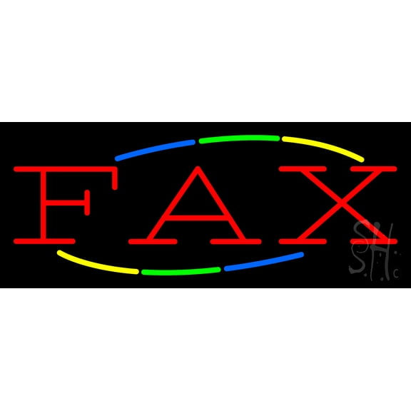 Multi Colored Fax LED Neon Sign 13 x 32 - inches, Clear Edge Cut Acrylic Backing, with Dimmer - Bright and Premium built indoor LED Neon Sign for Computer & Electronics store decor.