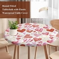 thumbnail image 4 of Valentine's Day Round Tablecloth, Fitted Table Cover with Elastic for 55"-60" Round Tables, Colorful Heart Love Modern Minimalist Table Cloth Outdoor Indoor Dinning Party Waterproof Tablecloths, 4 of 7