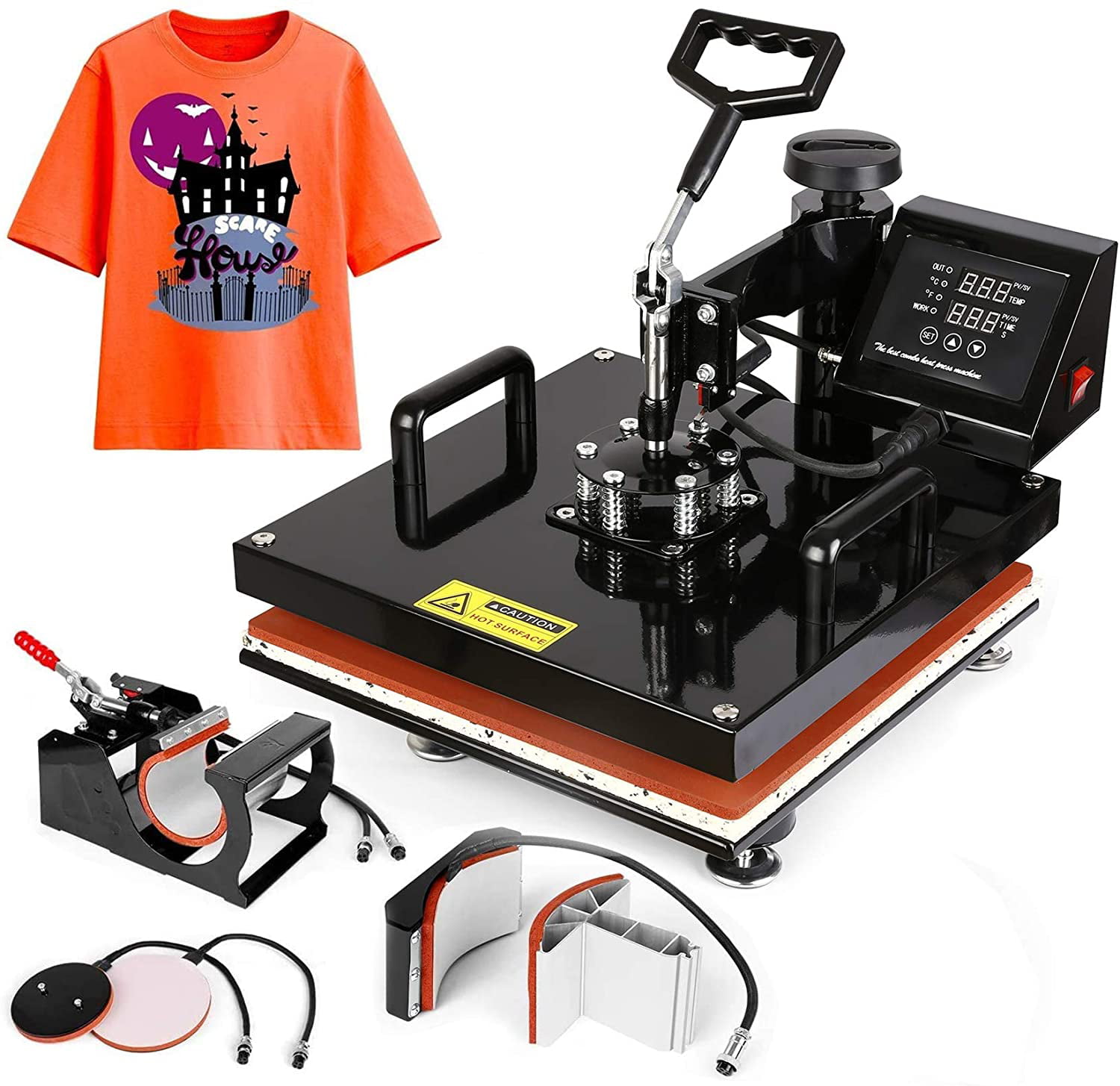 Heat Press Machine 8 in 1 Professional Sublimation Machine 12 X 15 Swing Away Shirt Printing Heat Transfer Machine Digital Industrial-Quality Shirt Pressing Machine for tshirt,Hat,Mug,Plate 