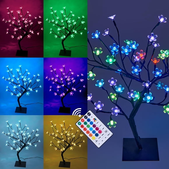 Bonsái LIGHTSHARE de cerezo en flor de 18 pulgadas con 48 luces LED