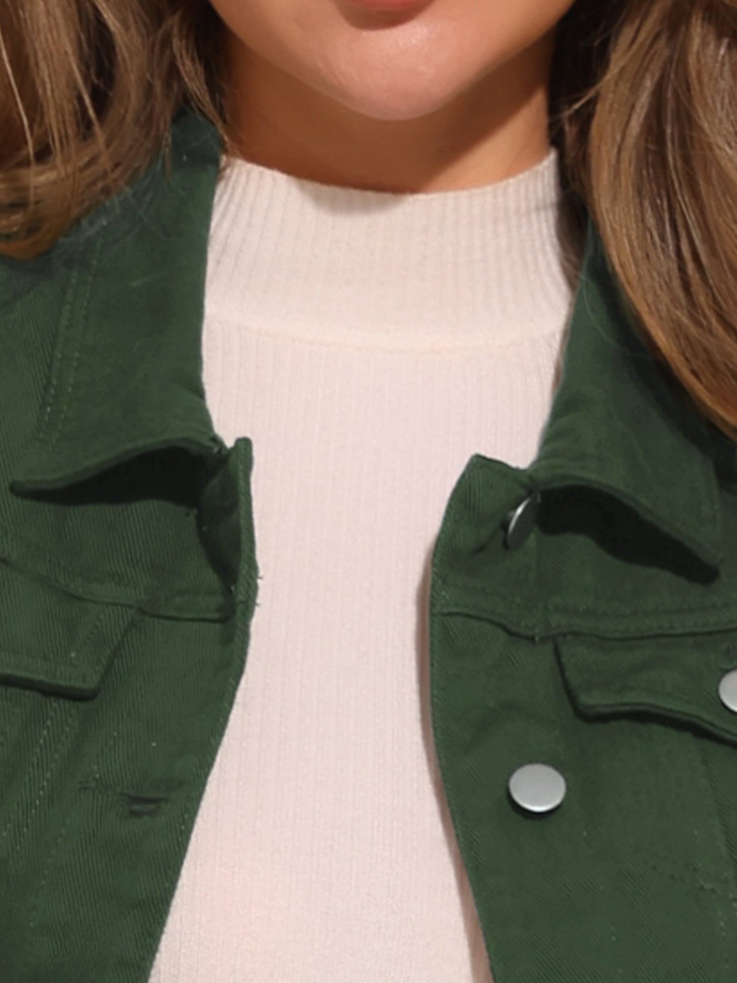 DARING DIVA Women's Denim Sleeveless Flap Pockets Vest Jacket XL Dark Green
