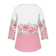 thumbnail image 5 of Weiqiqre Summer Fashion Tops for Women Floral Printed Lace V-Neck 3/4 Sleevet Casual T-shirt Blouse, 5 of 5