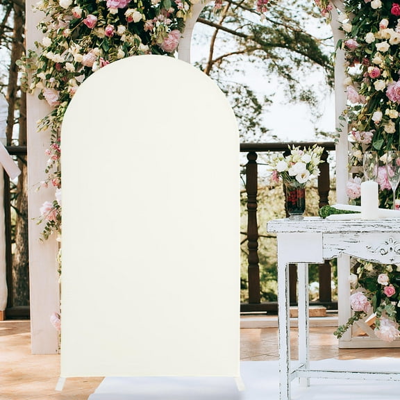 RENACLIPY Beige Elastic Wedding Arch Slipcover Polyester Cover for Wedding Ceremony Decoration and Event Use