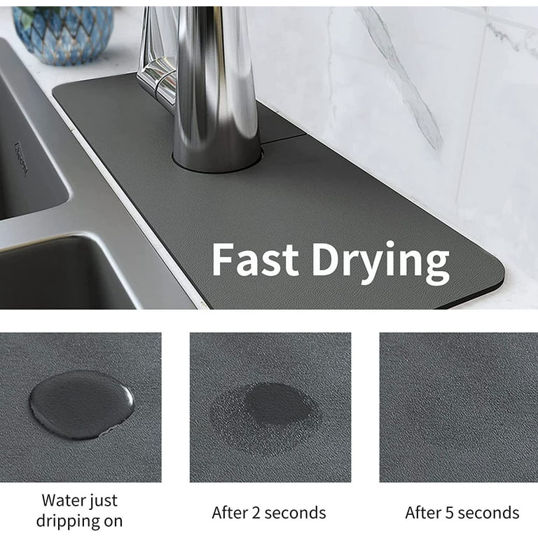 30 Inch Silicone Sink Faucet Mat for Kitchen Bathroom, Kitchen Sink Splash  Guard, Faucet Handle Drip Tray, Water Catcher Mat, Super Absorbent Drying  Pad Counter Protector 30X5.5 Gray 