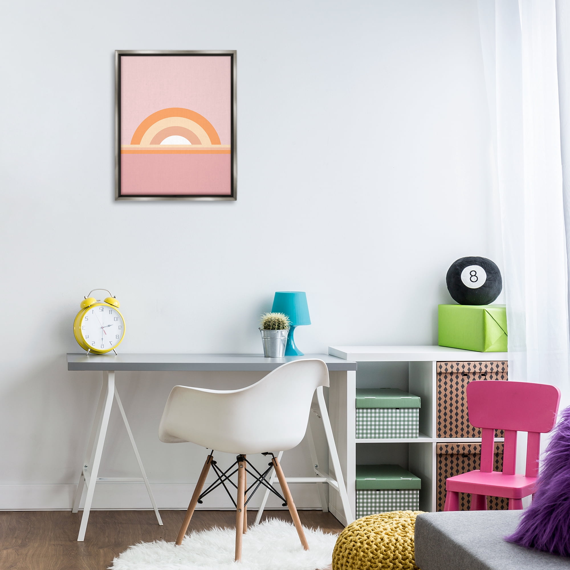 Stupell Industries Mauve & Orange Rainbow Abstract Painting Gray Floater Framed Canvas Art Print Wall Art, 17 x 21