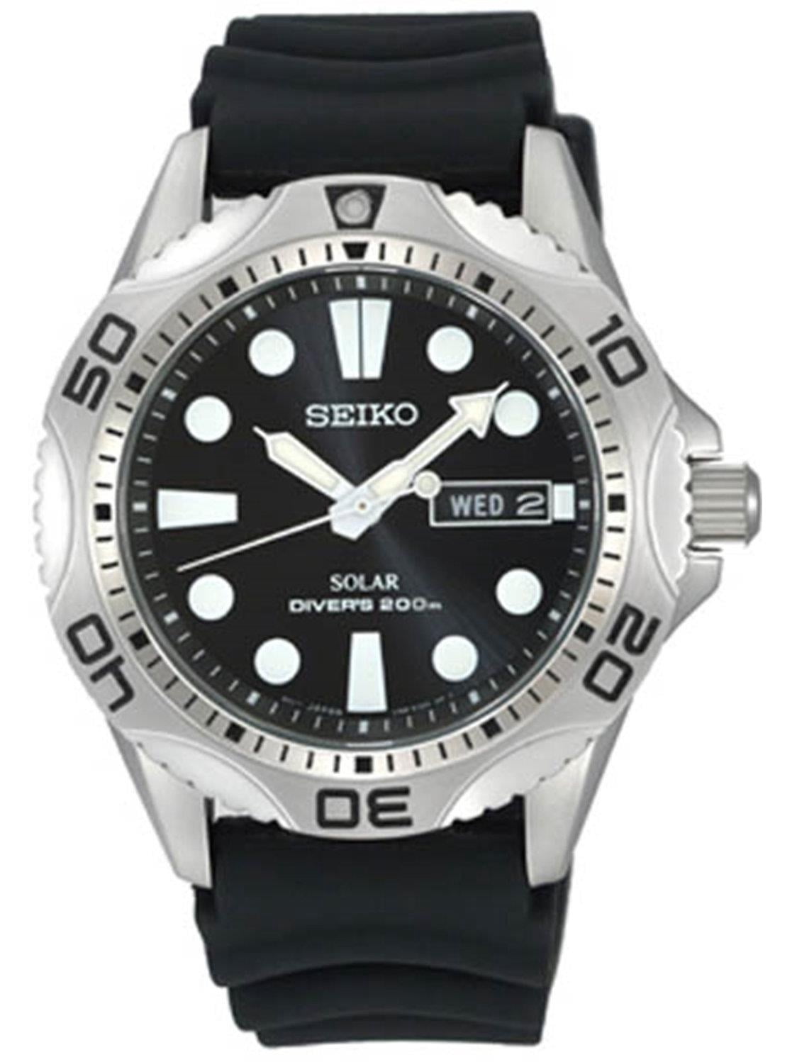 seiko men's 42mm black plastic band steel case quartz analog watch sne107p2  - Walmart.com