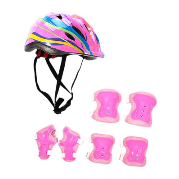 Casco de bicicleta para niños Juego de patinaje Casco ajustable con almohadillas de codo con protectores de muñeca para patinador de patineta Skate al Estilo a