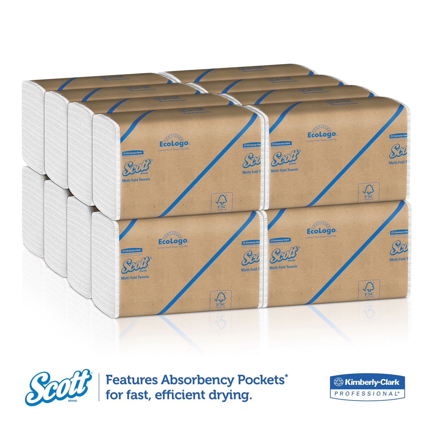 Scott Essential Multi-Fold Towels, 9.2 x 9.4, 250/Pk, 16 Pk/CT - 3
