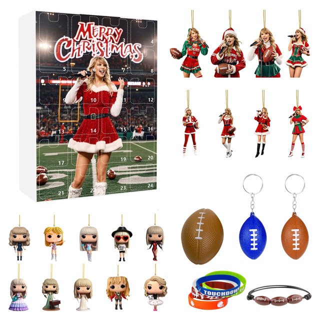 Calendario de Adviento de Rugby 24 Cuenta atrás Regalos de Rugby Accesorios de decoración navideña Regalos para amantes de Taylor