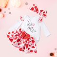 thumbnail image 2 of EnJoCho Baby Kids Valentines Outfit Love Heart 𝖱omper Ru𝖿fle Layered Shorts Headband Cute Clothes Set Party Festival Holiday Matching Siblings Twin Outfit Photoshoot Coordinated, 2 of 7